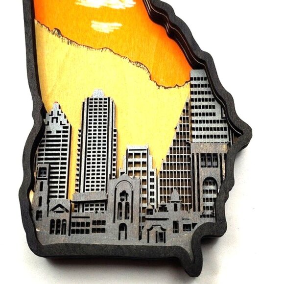 3D Laser cut multi-layered Georgia state magnet - Picture 2 of 4